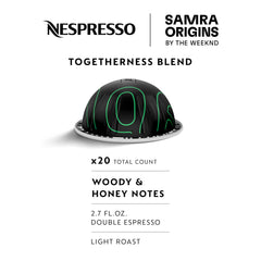 Two sleeves of 10 SAMRA ORIGINS pods totaling 20 for Vertuo machines.