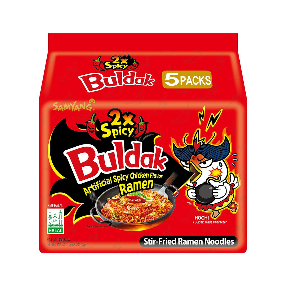 Samyang Buldak Hot Chicken Ramen pack of 5 with quick, bold 2X spicy flavor