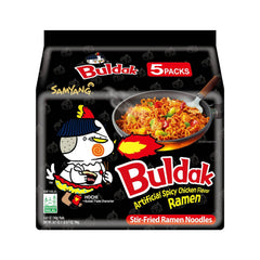 Samyang Buldak Spicy Ramen five-pack delivers fiery flavor for quick, satisfying meals.
