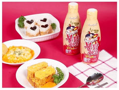 Label closeup shows premium ingredients and balanced spice in Samyang Bulldark mayo.