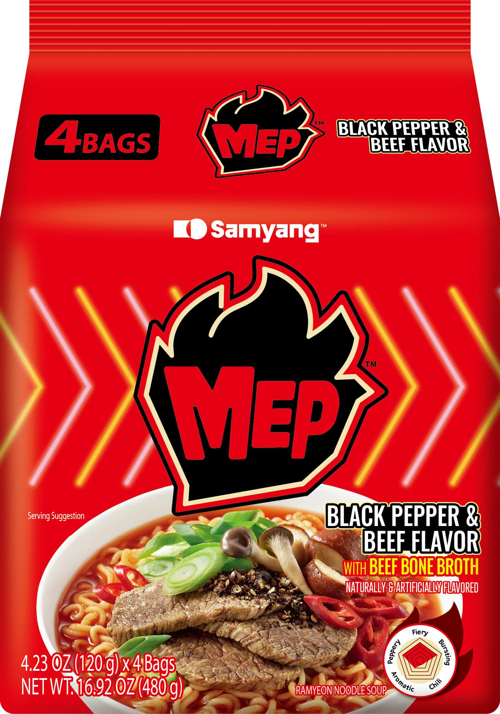 Samyang MEP black pepper beef ramen pack for quick weeknight dinner option