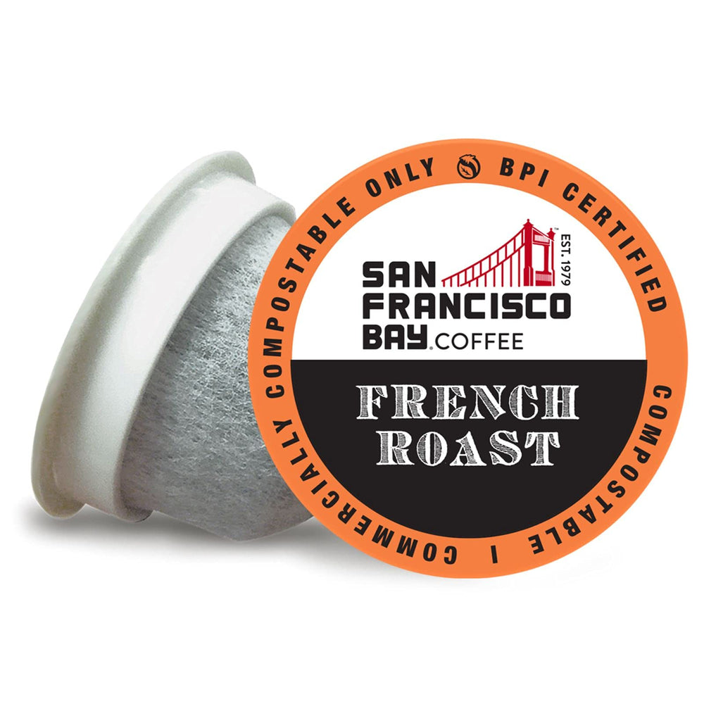 San Francisco Bay dark roast pod front showing bold, convenient single-serve coffee.