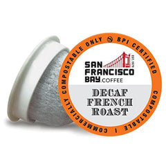 San Francisco Bay decaf French Roast pods 120ct for easy, flavorful caffeine-free mornings.