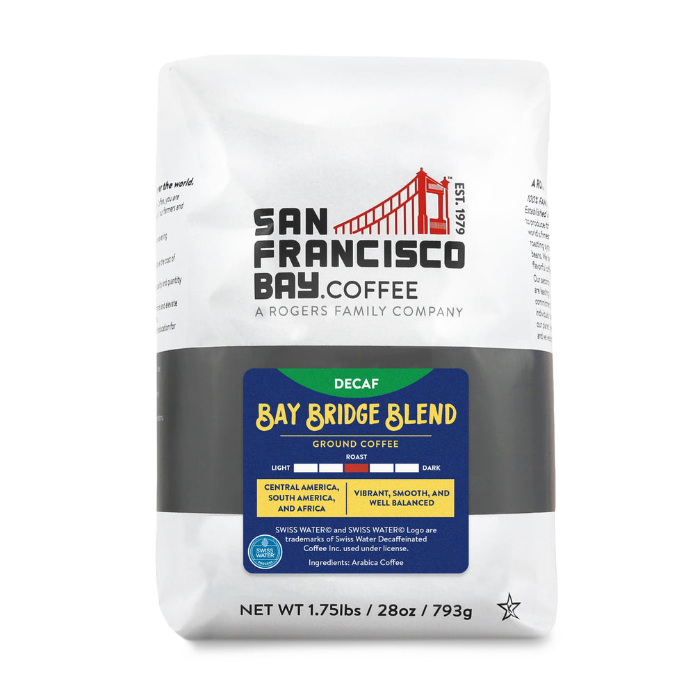 San Francisco Bay Bay Bridge Blend bag front, smooth medium roast for balanced mornings.
