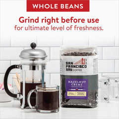 Packaging of San Francisco Bay Hazelnut Creme highlighting sustainable sourcing