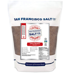 San Francisco Salt Company Applewood Smoked Sea Salt bottle, finishing salt for meals.