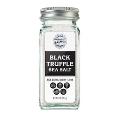 San Francisco Salt Company's Italian Black Truffle Sea Salt in a glass shaker for gourmet finishing touch