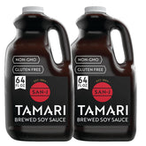 San-J gluten-free tamari 64oz bottle ready for marinades and stir-fries.