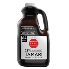 San-J gluten-free tamari sauce bottle with bold flavor