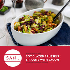 San-J Tamari low-sodium bottle emphasizes a gluten-free option without sacrificing depth
