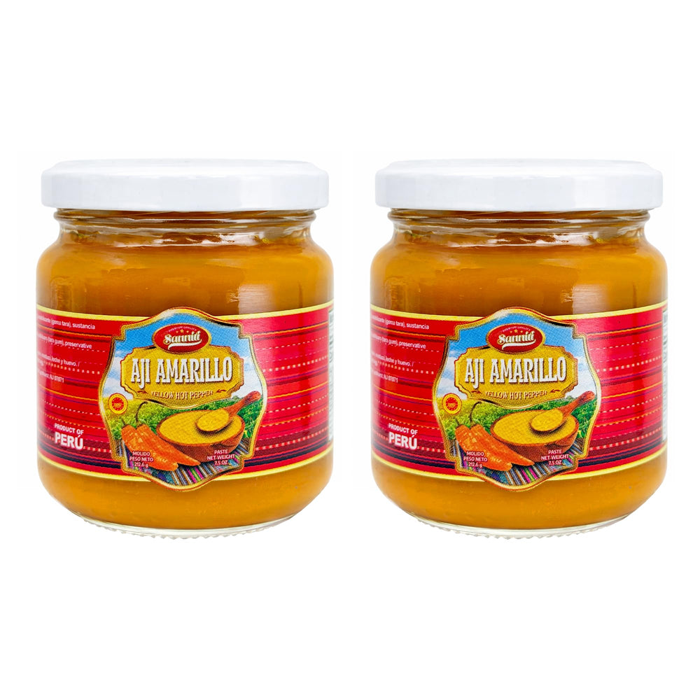 Sanniti Aji Amarillo paste bottle with authentic Peruvian flavor for sauces and marinades.