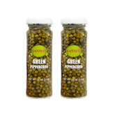 Sanniti Green Peppercorns in Brine jar front, vibrant berries for sauces