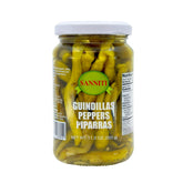 Sanniti Guindillas Piparras peppers packaging closeup, premium quality for tapas.