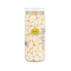 Sanniti pickled garlic jar adds tangy aroma to salads.