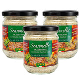Sanniti Seasonello aromatic herbal salt on a kitchen counter highlighting the herbal blend.