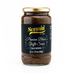 Sanniti Tartufata sauce jar front showing premium truffle flavor for versatile Italian dishes.