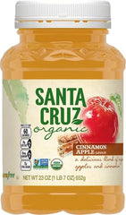 Santa Cruz Organic Apple Sauce jar spoonful ready for kids' snack.