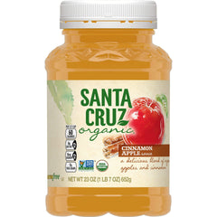 Santa Cruz Organic Cinnamon Apple Sauce jar for quick, tasty snack on the go.