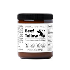 Santa Cruz Paleo Beef Tallow in a hot skillet for high-heat cooking.