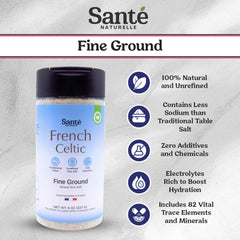Sante Naturelle hand-harvested salt shown in a rustic setting for authentic flavor.