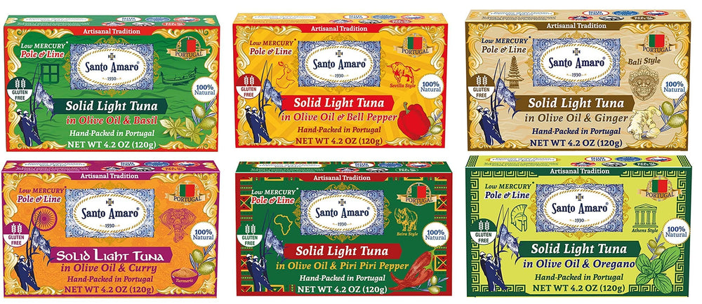 Santo Amaro Discoverer 6-Flavor pack of tuna in olive oil for quick meals
