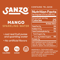 Sanzo Mango sparkling water pour demonstrates bubbly aroma and clean taste.