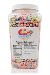 Sarah's Candy Factory assorted dehydrated marshmallow bits in jar for colorful cereal toppings