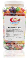 Sarah's Candy Factory assorted spice drops in jar front, ready for family gatherings.