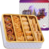 Sarah's Candy Factory baklava assortment 250g in a metal box, a perfect gift option.