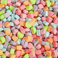 Sarah's Candy Factory dehydrated marshmallow bits added to cereal for extra crunch and sweetness.