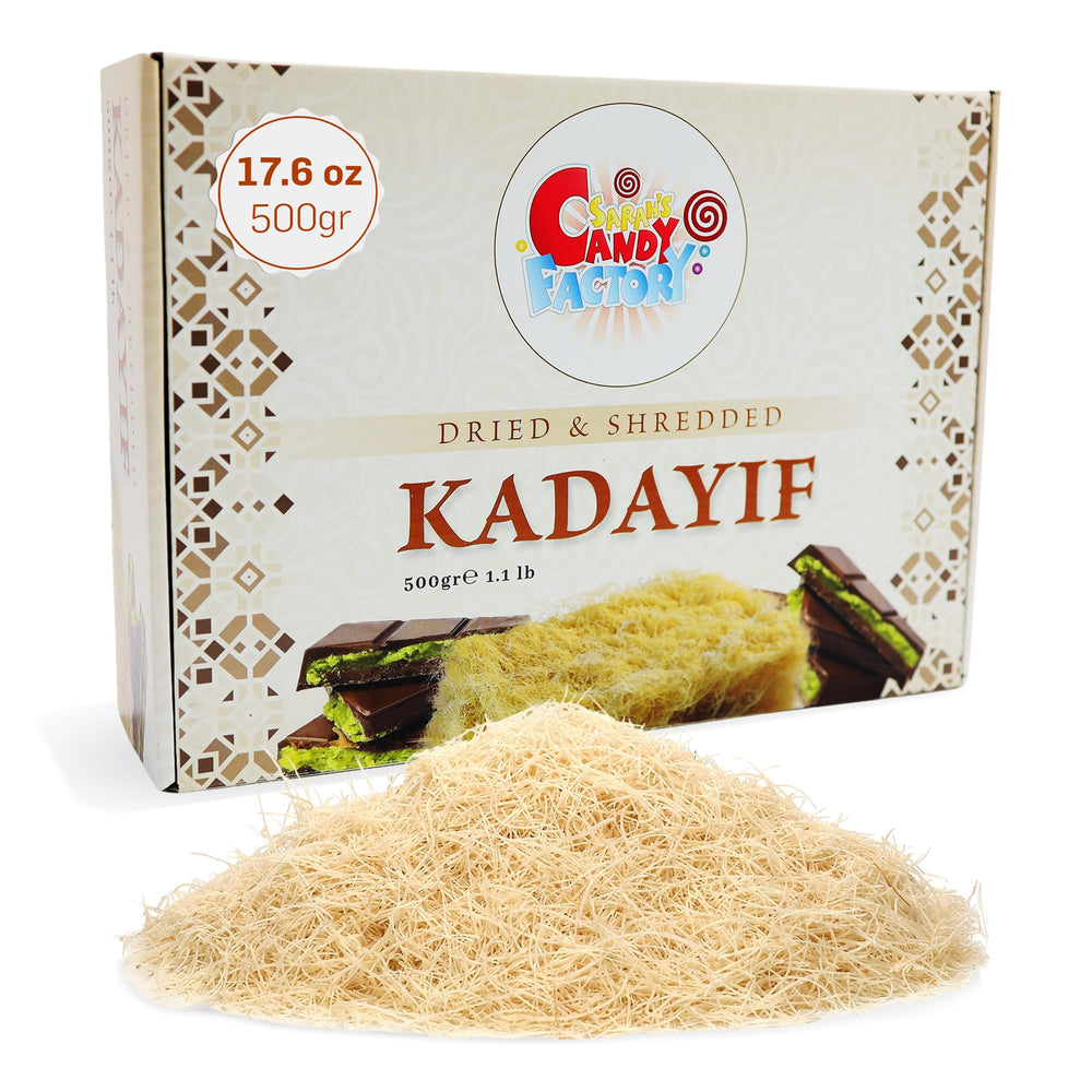 Sarah's Candy Factory kataifi dried dough pack ready for fast dessert prep.
