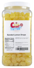 Sarah's Candy Factory sanded lemon drops jar front view for easy snacking