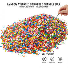 Sarah's Candy Factory sprinkles on cake for festive decoration
