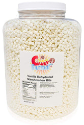 Sarah's Candy Factory vanilla mini dehydrated marshmallows jar front view for topping