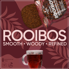 Close-up of Sarasota Rooibos label highlighting USDA Organic certification