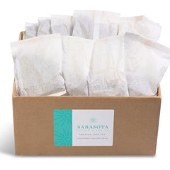 Sarasota Tea 1-gallon tea bags ready for quick, flavorful iced tea at home.