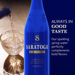 Saratoga 12-pack bottles shown for on-the-go gatherings.