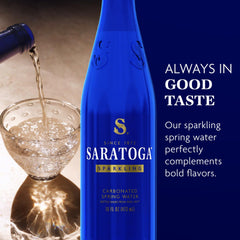 Saratoga Sparkling Water 24-pack side view, ideal for sharing.