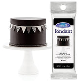 Satin Ice Black fondant roll for smooth cake coverage.