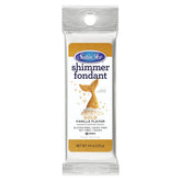 Satin Ice Gold Shimmer Fondant vanilla roll provides a smooth cake finish