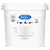 Satin Ice fondant white covering a cake with smooth, flawless finish.