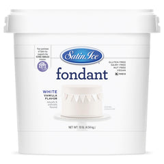 Satin Ice fondant white covering a cake with smooth, flawless finish.