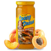 Saucy Susan Peach Apricot Original Sauce jar ready for glazing and dipping.