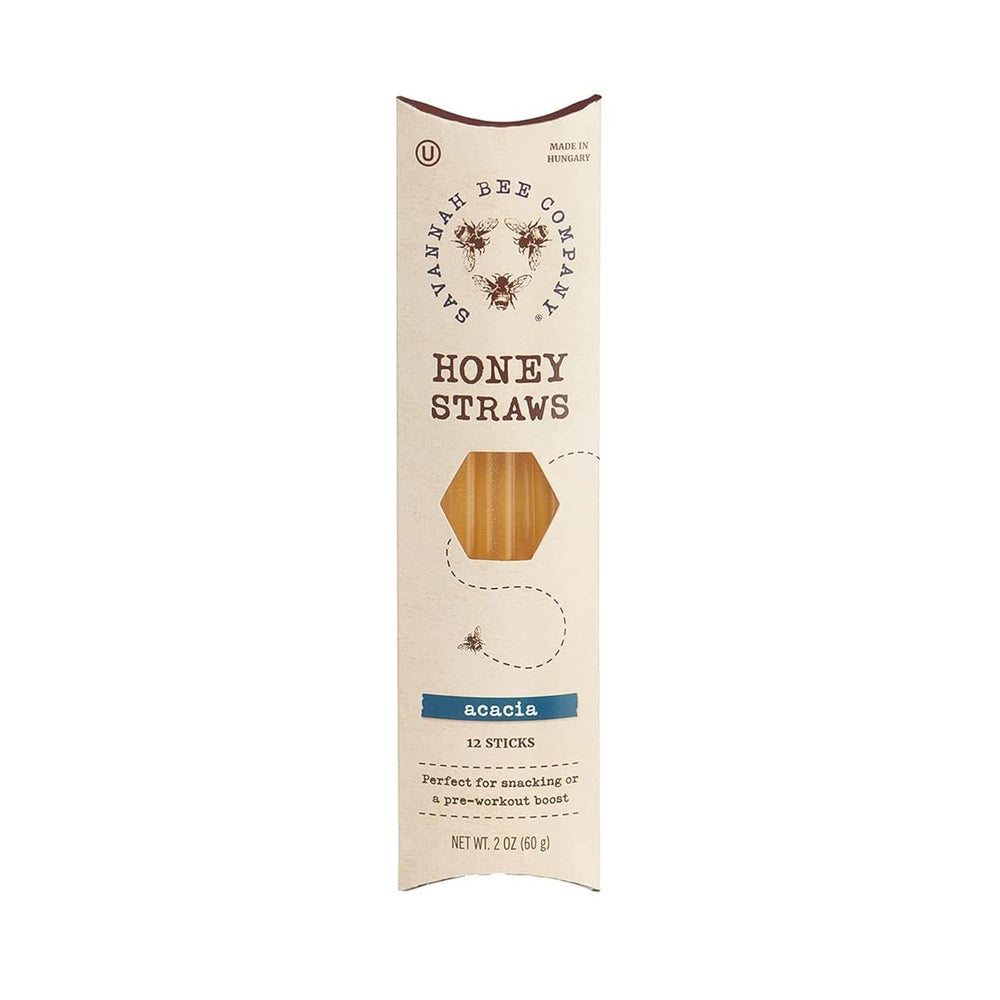 Savannah Bee Company honey straw with acacia honey, ideal for on-the-go sweetness.