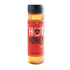 Savannah Bee Company hot honey bottle front showing gluten-free, pure honey and heat.