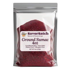 SavorSatch Ground Sumac bottle pour highlighting tangy aroma and salad enhancement.