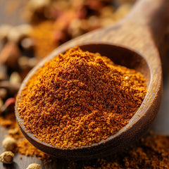 Close-up of SavorSatch Ras El Hanout spice dust highlighting warm notes.