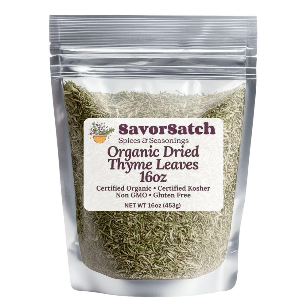 SavorSatch Thyme Leaf bulk pack in resealable pouch, ideal for batch cooking.