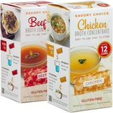 Savory Choice broth concentrate boxes provide a convenient multi-pack for quick meal bases.