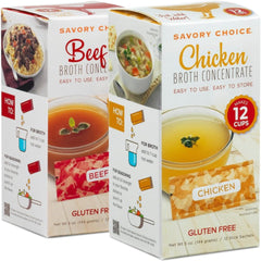 Savory Choice broth concentrate boxes provide a convenient multi-pack for quick meal bases.